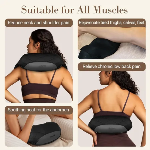 Miniatura 7 de CuPiLo Masajeador de cuello inalámbrico para aliviar el dolor de tejido profundo, masajeador de hombro con calor, tejido agradable a la piel