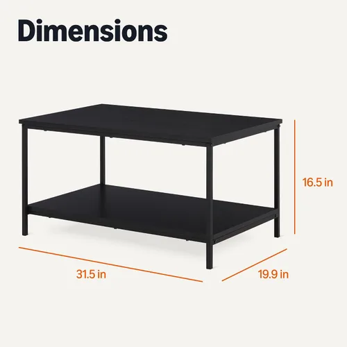 Miniatura 3 de Amazon Basics - Mesa auxiliar con estante inferior, mesa lateral para sala de estar, marco de acero, madera negra