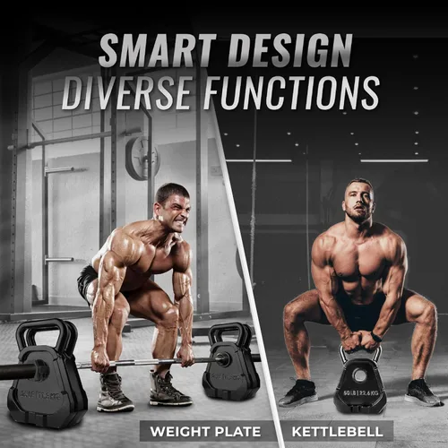 Miniatura 6 de Yes4All Kettlebell Special Shape, Upgraded &Multifunctional for Advanced Training, Solid Cast Iron Powder Coated, Anti Slip Handle Strength Training