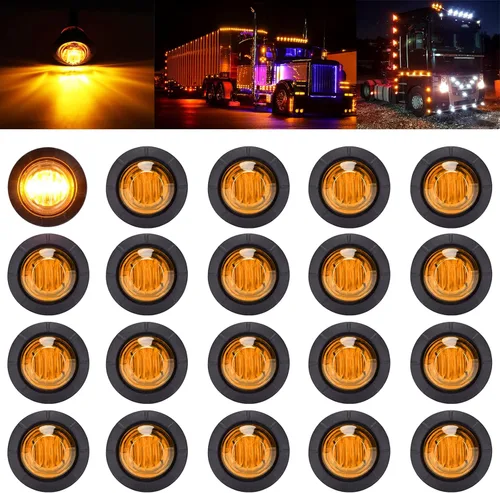 Miniatura 10 de PSEQT Luces LED de marcador de remolque de 3/4 pulgadas, luz de espacio lateral, delantero, trasero, freno de bala, parada de giro, iluminación