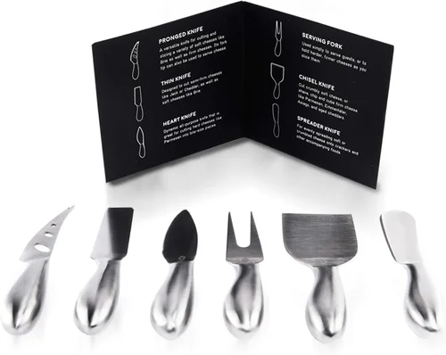 Miniatura 7 de Lunar - Juego de cuchillos de queso de 6 piezas, colección de cuchillos de queso de acero inoxidable de alta calidad, accesorios para tabla