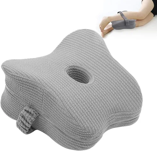 Almohada de rodilla mejorada para personas que duermen de lado con correa elástica, almohada de piernas de espuma viscoelástica, ideal para la