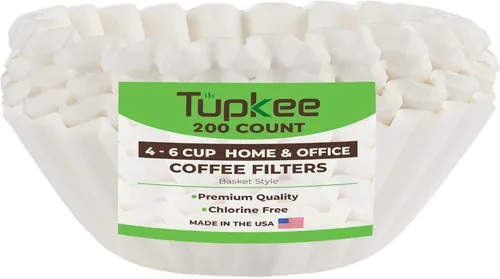 Miniatura 7 de Filtros de Café 4-6 Tazas - 200 Unidades, Estilo Canasta Junior, Papel Blanco, Libre de Cloro, Filtro de Café para 5 Tazas, Fabricado en EE. UU