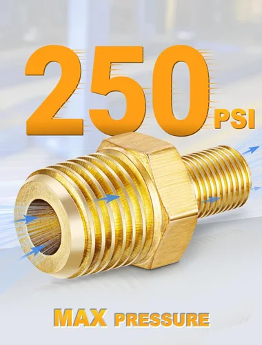 Miniatura 5 de EVOULTES Adaptador de inflador de aire de latón, 1/4 pulgadas NPT (M) a válvula Schrader estándar (M), conector de inflado de neumáticos