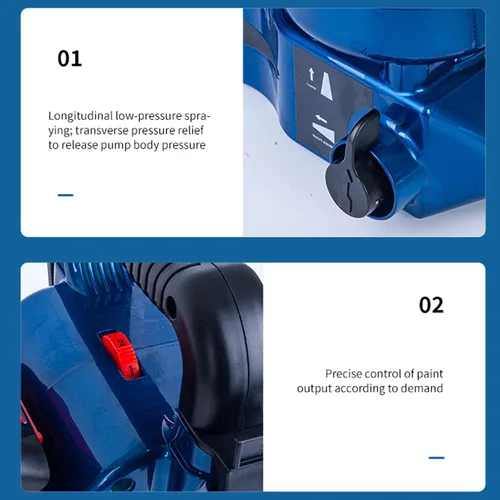 Miniatura 7 de Pulverizador de pintura sin aire de alta presión, modo dual inalámbrico/eléctrico de 1.2L, 6 velocidades ajustables, manguera de 70 pulgadas