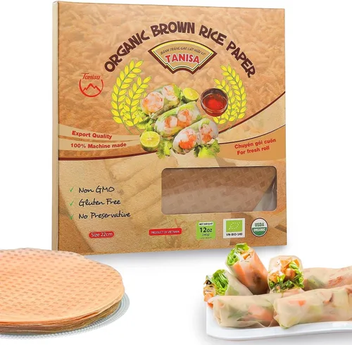TANISA Envoltura orgánica del papel del arroz integral, rollos frescos de los envoltorios del papel del arroz del rollo de la primavera sin gluten