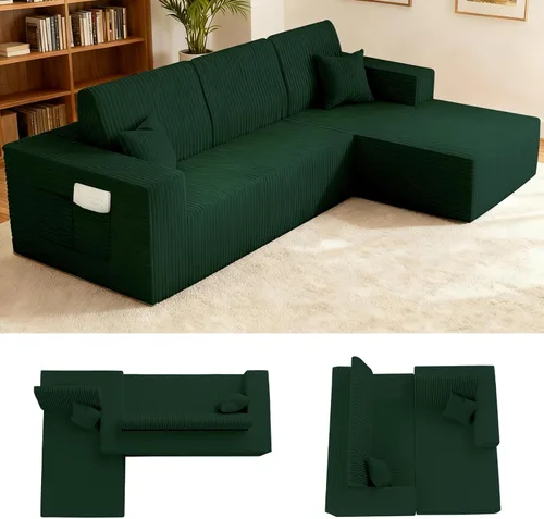 Sofá modular Cloud de 110 pulgadas sin hueso, con diván en forma de L, modernos sofás tapizados para sala de estar y dormitorio, no requiere montaje