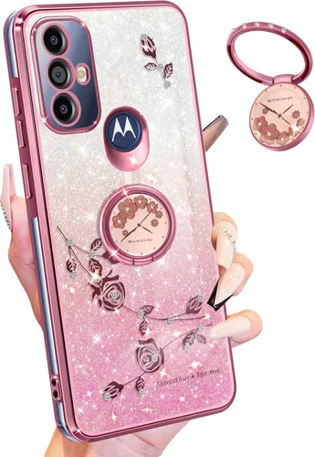 Likiyami Funda 3 en 1 para Motorola Moto G Play 2023, Moto G Pure, Moto G Power 2022 – Funda femenina con purpurina para mujeres y niñas, bonito