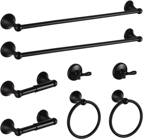 Miniatura 11 de BGL Juego de accesorios de baño, barra de toalla extensible ajustable negro mate, juego de 4 piezas de accesorios de baño, juego de accesorios