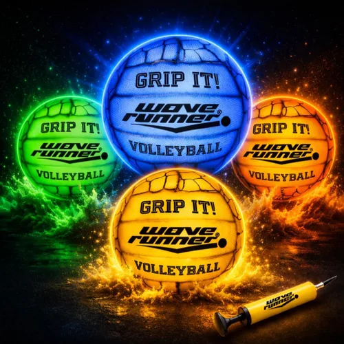Wave Runner Waterproof Volleyball with Sure-Grip Technology - Beach & Pool Volley Ball for Kids, Teens, Adults | Outdoor Sports Gear for Day & Night