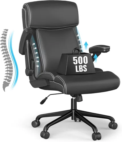 ralex-chair Silla de oficina grande y alta, 500 libras para personas pesadas, silla de escritorio ejecutiva de cuero con respaldo alto con
