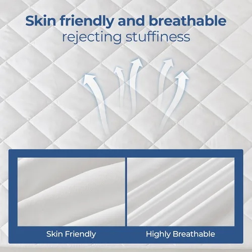 Miniatura 5 de EXRUBY Protector de colchón impermeable tamaño individual – Almohadilla acolchada de diamante de 3.53 oz/m² – Funda ajustable de bolsillo profundo