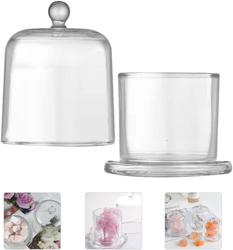 Miniatura 6 de Zerodeko Mantequillera de cristal con tapa con asa, contenedor de almacenamiento de aperitivos de frutas y postres, caja de queso rústica