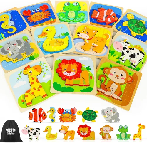 Miniatura 12 de TOY Life - Rompecabezas de madera para niños de 1 a 3 años, rompecabezas para niños, rompecabezas para bebés, juguetes Montessori para niños y niñas