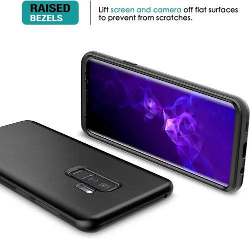 Miniatura 5 de SURITCH Funda para Samsung Galaxy S9 Plus, [protector de pantalla integrado] negro mate duro protección de cuerpo completo, a prueba de golpes