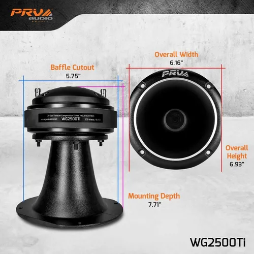 Miniatura 4 de PRV AUDIO WG2500Ti Controlador de bocina de alta frecuencia de salida de 200 vatios de 2 "8 ohmios 107dB PRO Audio Titanio controlador de compresión