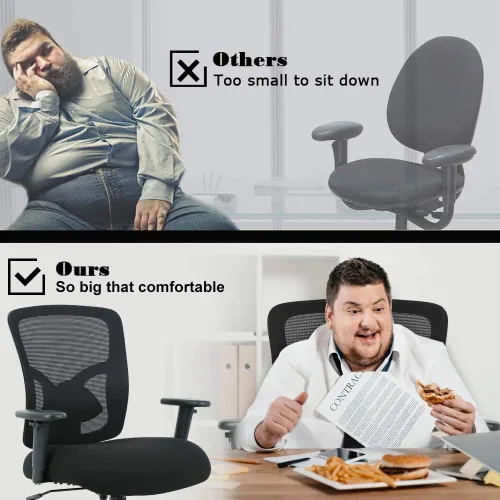 Miniatura 6 de Silla de oficina grande y alta, resistente de 400 libras, silla de escritorio ergonómica de respaldo alto, silla de malla giratoria con soporte Negro