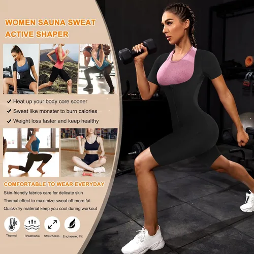 Miniatura 6 de URSEXYLY Traje de sauna para mujer, chaleco de sudor, entrenador de cintura, 3 en 1, adelgazante, moldeador de cuerpo completo, parte superior