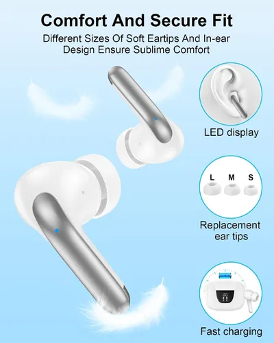 Miniatura 5 de Auriculares inalámbricos Bluetooth para iPhone 17e iPhone 17 Plus/17 Pro/17 Pro Max/16e/16/16 Plus/16 Pro/16 Pro Max/15/15 Pro, auriculares Samsung