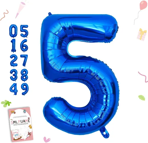 Miniatura 179 de Globos de números de 40 pulgadas del 0 al 9 dorados grandes del número 0, globos digitales para suministros de decoración de celebración de fiesta
