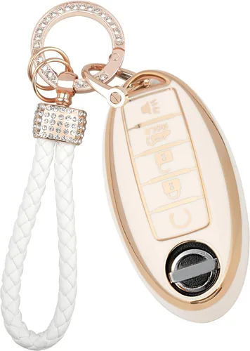 Kit de llavero compatible con Nissan Altima Maxima Murano Rogue Sentra 370z Pathfinder, accesorios color blanco