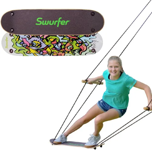 Miniatura 10 de Swurfer TreeSkate - Columpio para patineta, columpio de surf de pie para exteriores, soporta hasta 200 libras, a partir de 6 años, asas ajustables