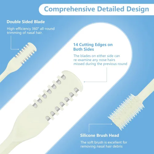 Miniatura 4 de Cortador de pelo nasal 2 en 1, recortador manual de doble cara con cepillo, cuchillo de nariz giratorio de 360° para hombres y mujeres, herramienta