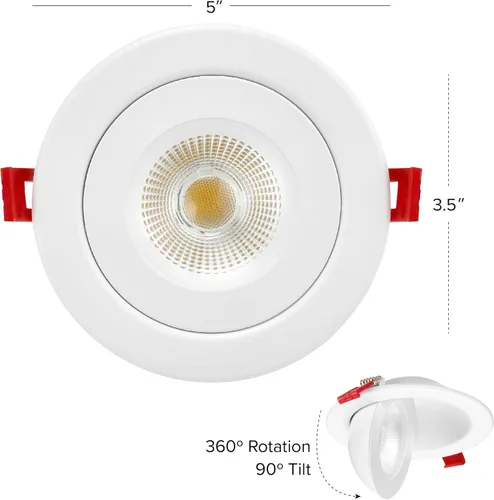 Miniatura 2 de Maxxima Foco flotante LED empotrable ultrafino giratorio de 4 pulgadas, 900 lúmenes, 5 CCT seleccionables 2700 K/3000 K/3500 K/4000 K/5000 K, Blanco