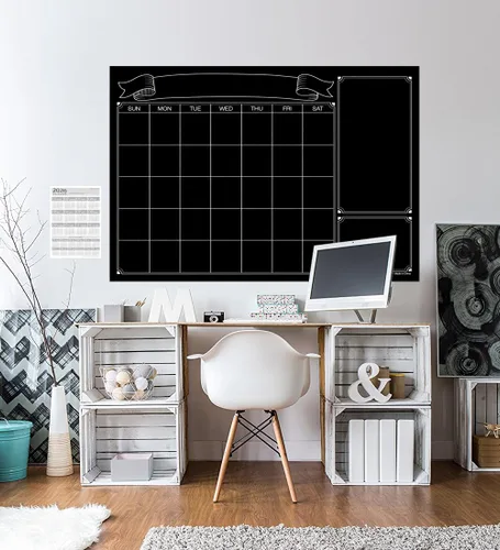 Miniatura 6 de Calendario de pizarra extra grande para pared, calendario de pizarra negra grande de 38 x 50 pulgadas, calendario mensual gigante laminado