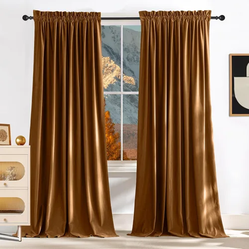Miniatura 103 de NICETOWN Cortinas opacas de terciopelo extralargas negras de 120 pulgadas de largo para telón de fondo, cortinas de terciopelo con aislamiento Serie