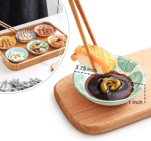 Miniatura 2 de KitchenTour - Plato de salsa de soja de 2.5 onzas, cuencos de cerámica para condimentos, sushi, aperitivo, vinagre, salsa de tomate, barbacoa
