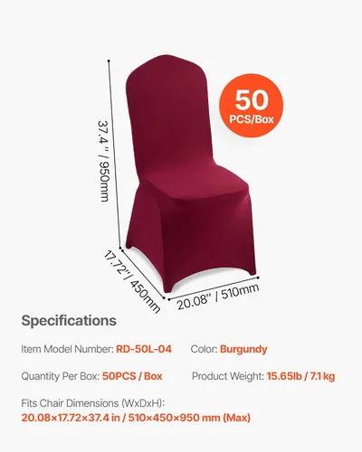 Miniatura 129 de VEVOR 150 fundas blancas para sillas de poliéster y elastano, fundas elásticas para bodas, fiestas, comedor, banquetes, sin pinzas, 150