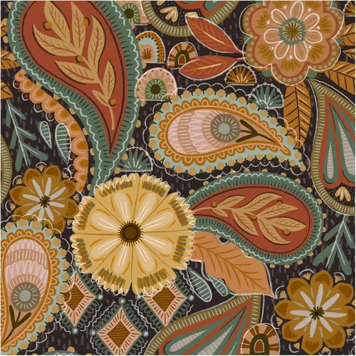 Miniatura 12 de HAOKHOME Papel tapiz para despegar y pegar, floral, bohemio, marrón, melocotón, verde, decoración de pared retro, mural extraíble de baño, 17.3
