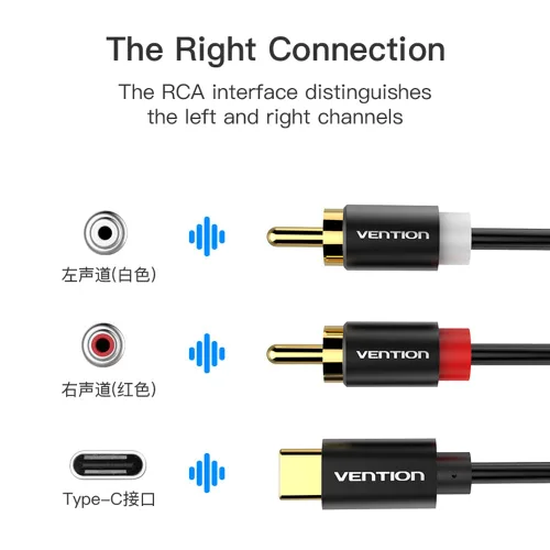 Miniatura 4 de VENTION Cable de audio USB C a 2 RCA, tipo C a RCA macho a macho, cable de audio y RCA compatible con iPhone 17 16 Pro Max/16 Pro/16 Plus, iPad Pro