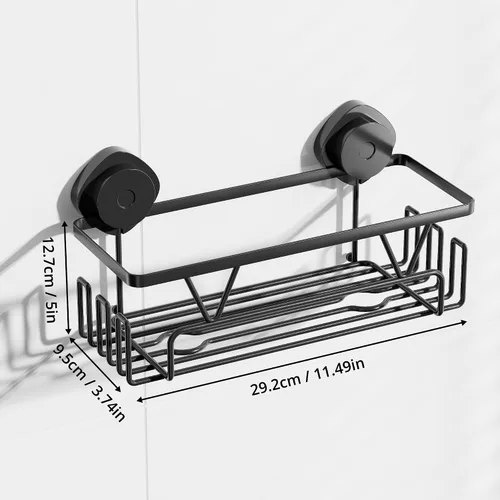Miniatura 8 de KEGII Organizador de ducha con ventosa con ganchos, estante de succión de ducha de gran capacidad, organizador de baño resistente, soporte de champú