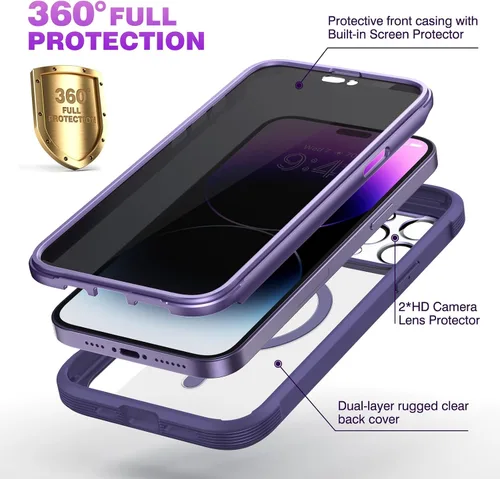 Miniatura 279 de Diaclara Funda diseñada para iPhone 16, mejorada [protección completa de la cámara], carcasa resistente de cuerpo completo con protector de pantalla