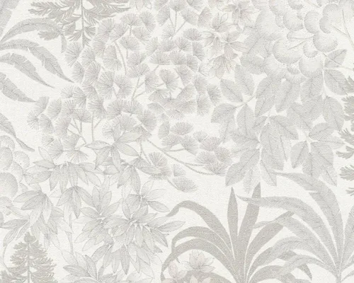 CONCORD WALLCOVERINGS ™ Papel tapiz moderno con textura floral, hojas de pared de vinilo, gris, metálico, plateado, blanco, 21 pulgadas x 33 pies