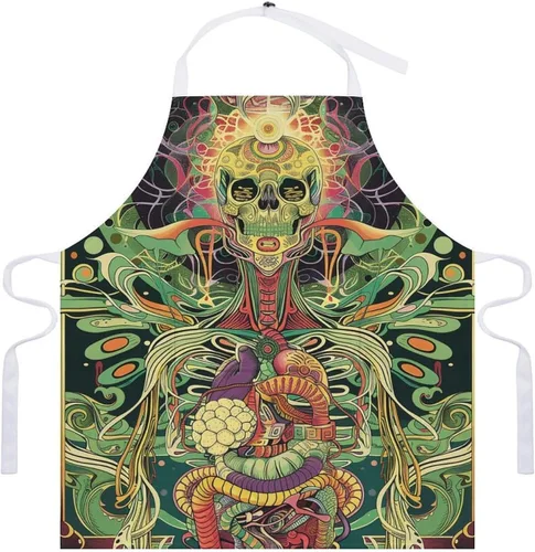 Miniatura 7 de MUSM Apron for Adults - 27.6 X 31.5 Inch, Heavy-Duty Polyester Aprons with Two Large Pockets, Waterproof Line Green Picture Kitchen Apron for