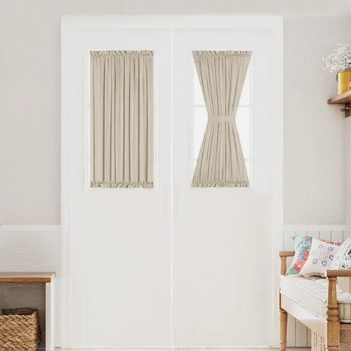 Miniatura 21 de Turquoize Elegantes cortinas de lino para puerta francesa, paneles de cortina de filtrado de luz, panel de lino con bolsillo para barra, panel