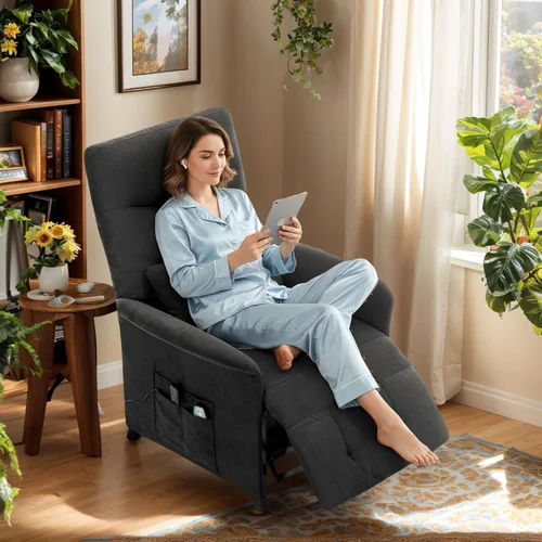 Silla reclinable eléctrica para adultos, sofá reclinable eléctrico con masaje térmico y vibración, reclinable ajustable con bolsillo lateral y