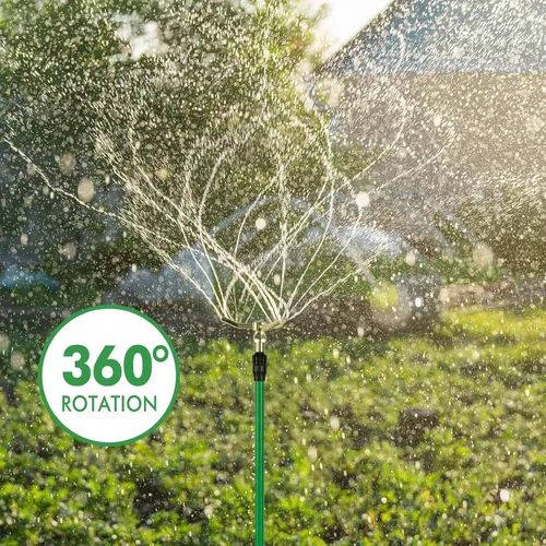 Miniatura 3 de RESTMO Aspersor de 3 brazos con base telescópica ajustable, rotación de 360 grados, aspersor de césped de gran altura para cobertura de área grande