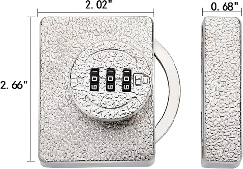 Miniatura 2 de INIRET Cerradura plateada para gabinete, contraseña de 3 dígitos sin llave, cerradura mecánica anti-forzado con contraseña, protege la privacidad