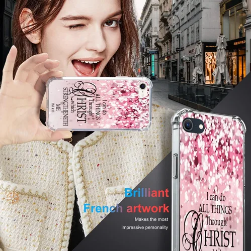 Miniatura 4 de Funda protectora para iPhone SE 3 / SE 2/7/8 con versículo bíblico [ajuste delgado y cobertura completa] parachoques compatible con teléfono 8/7/SE
