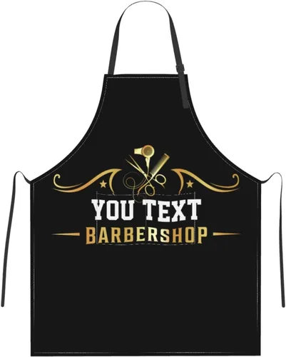 Miniatura 34 de Delantal de barbería personalizado para hombres y mujeres, delantal de texto personalizado con bolsillos, delantal ajustable personalizado