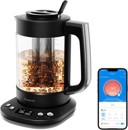 GoveeLife - Hervidor Eléctrico Inteligente con Infusor de Té para Hojas Sueltas, Hervidor Eléctrico de Té de 1.7 L con Programa de Infusión, Control