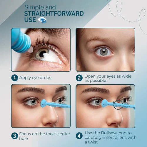 Miniatura 2 de OptiWand Bullseye - Paquete de 2 herramientas grandes y suaves de extracción e inserción de lentes de contacto de goma de silicona, dispositivo