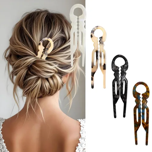 4 horquillas para el cabello para mujer, pinzas francesas de Prestiges, ángulo curvado, dentado, diseño antideslizante para horquillas francesas en