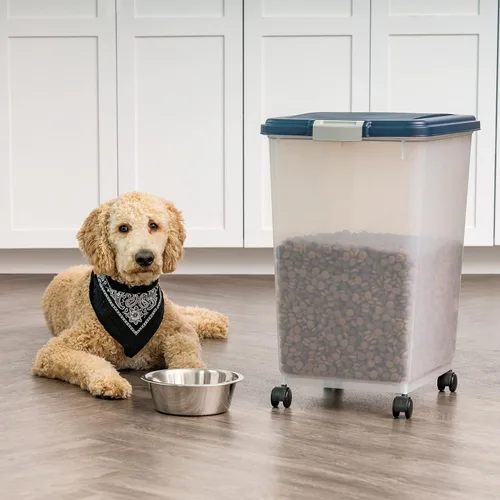 Miniatura 7 de IRIS USA - Recipiente hermético de 50 libras/69 cuartos de galón. IRIS USA WeatherPro - Contenedor hermético para alimentos para mascotas, con Azul