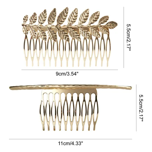 Miniatura 8 de Lawie Paquete de 8 peines laterales de metal con diamantes de imitación de cristal dorado grandes con cierre de agarre de dientes, pasadores