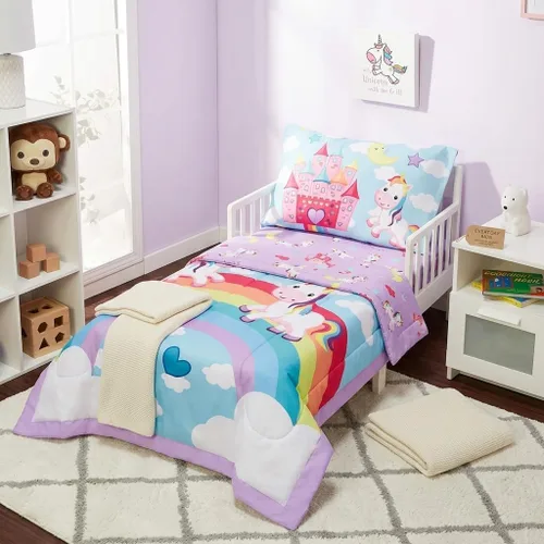 Miniatura 18 de EVERYDAY KIDS Juego de ropa de cama de 4 piezas para niños pequeños – Aventuras del espacio exterior – Incluye edredón, sábana encimera, sábana